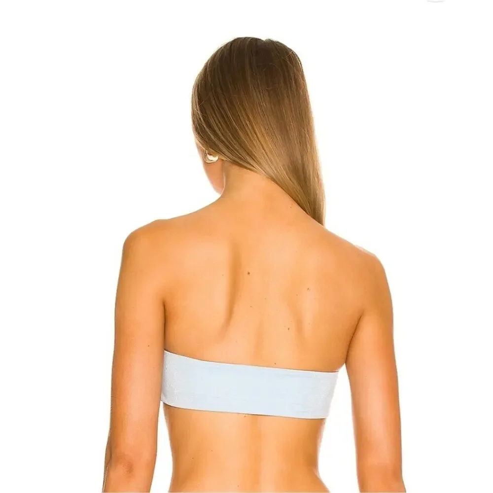 L*Space Shimmer Dawn Bikini Top in Sky Blue Convertible Size Small NWT